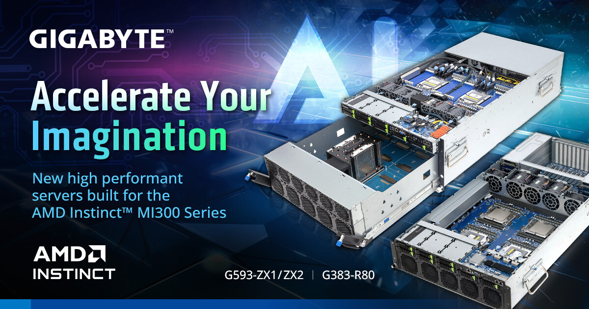 GIGABYTE introduces advanced HPC & AI servers featuring AMD Instinct MI300 Series Accelerators.